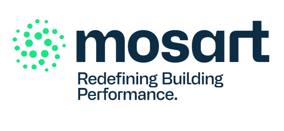 Mosart logo with green and navy design, featuring text Redefining Building Performance.